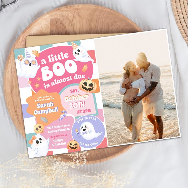 A Little Boo Halloween Groovy Baby Shower Party Invitation (Creator Uploaded)