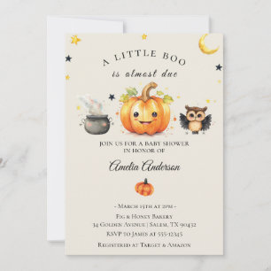 A Little Boo Halloween Pumpkin Baby Shower Invitation