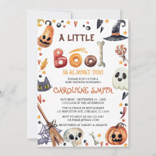 A Little Boo Halloween Pumpkin Baby Shower Invitation