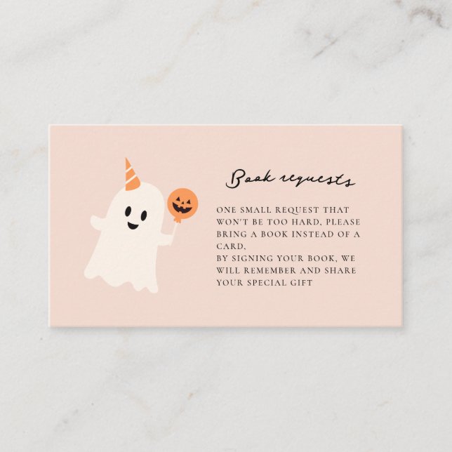 A little Boo is almost Baby Shower Book Request  Enclosure Card (Front)