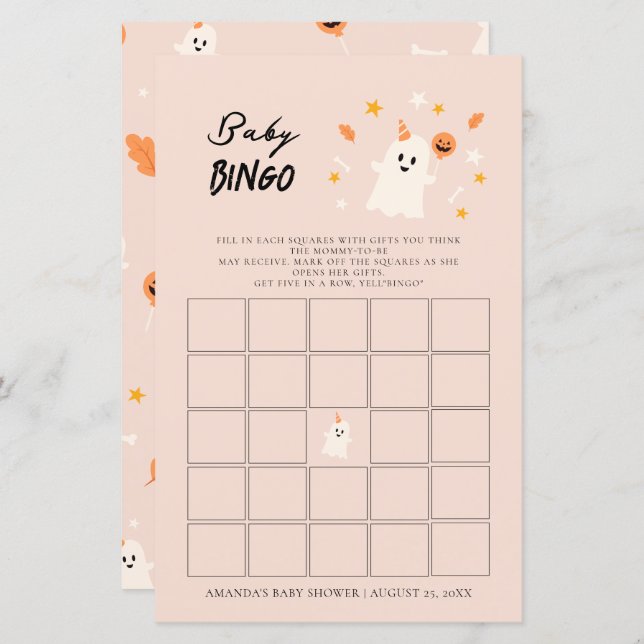 A Little Boo is Almost Due Baby Bingo (Front/Back)