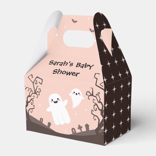 A Little Boo Is Almost Due Baby Shower Ghost Favour Box (Front Side)