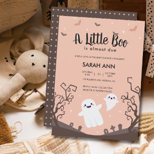 A Little Boo Is Almost Due Baby Shower Ghost Invitation