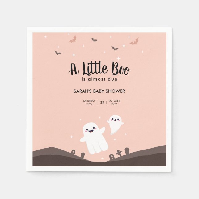  A Little Boo Is Almost Due Baby Shower Ghost Napkin (Front)