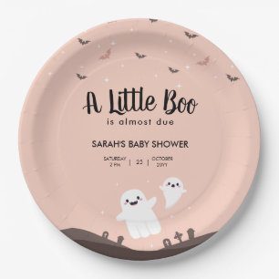  A Little Boo Is Almost Due Baby Shower Ghost Paper Plate