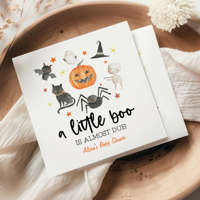 A Little Boo Is Almost Due! Baby Shower Halloween Napkin (Creator Uploaded)