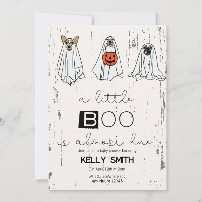 A Little Boo is Almost Due Baby Shower Invitation (Front)