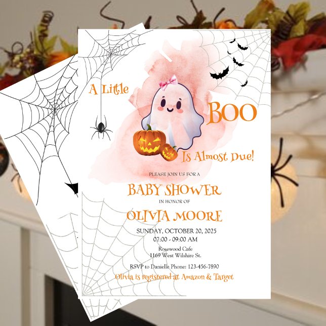A Little Boo Is Almost Due Baby Shower Invitation (Creator Uploaded)