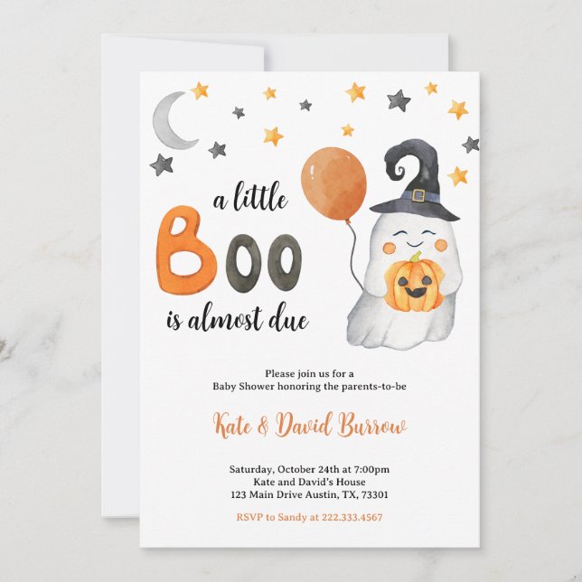 A Little Boo is Almost Due Baby Shower Invitation (Front)
