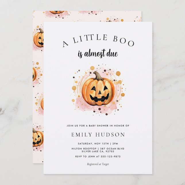 A Little Boo is Almost Due Baby Shower Invitation (Front/Back)