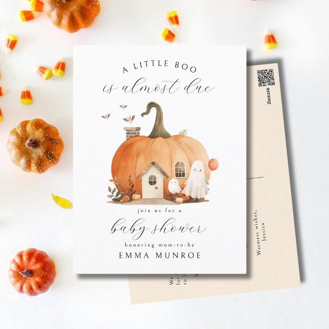 A Little Boo is Almost Due Baby Shower Invitation  Postcard (Creator Uploaded)
