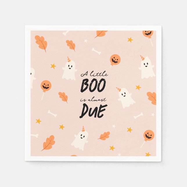 A little boo is almost due baby shower  napkin (Front)