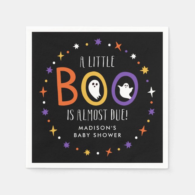 A Little Boo is Almost Due Baby Shower Napkin (Front)