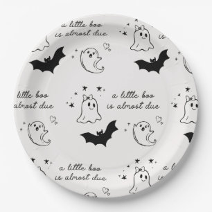 A Little Boo Is Almost Due Baby Shower Paper Plate