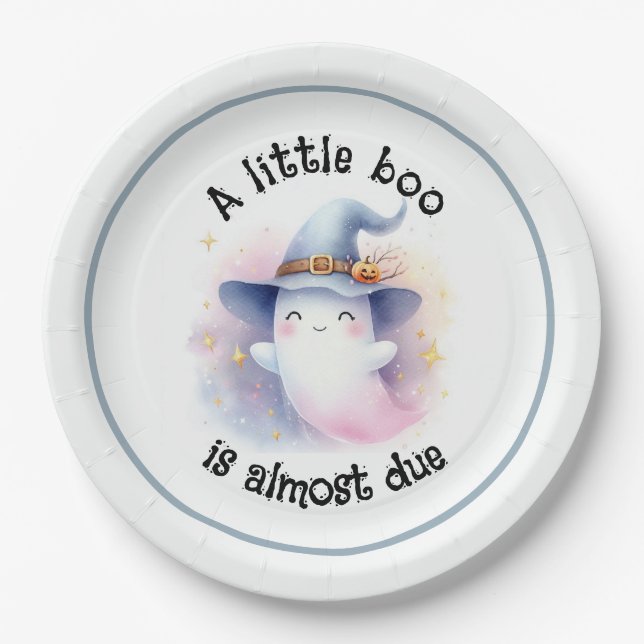 A Little Boo is almost due Baby Shower Paper Plate (Front)
