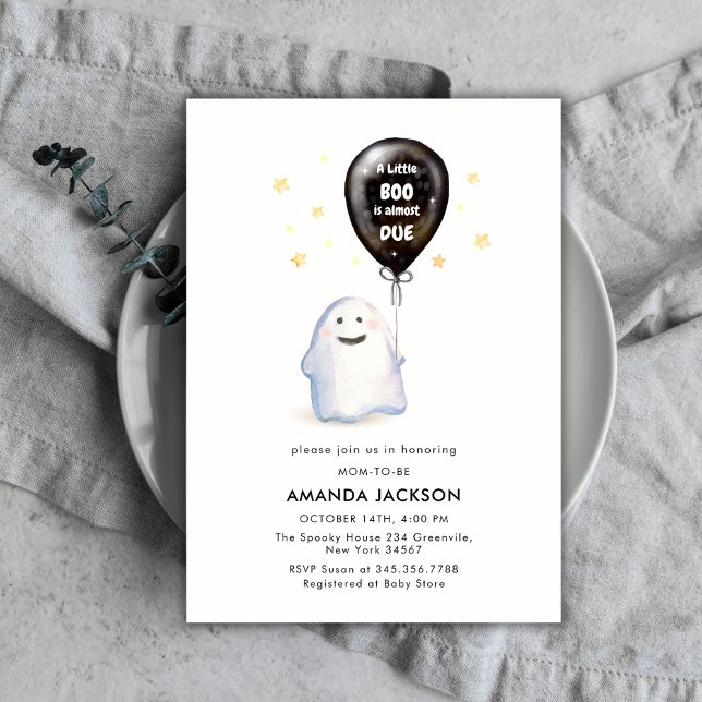 A Little Boo Is Almost Due Balloon Baby Shower Invitation (A Little Boo Is Almost Due Balloon Baby Shower Invitation)