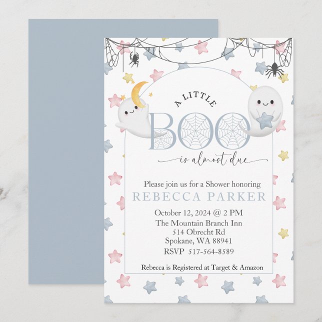 A Little Boo is almost due Boy Baby Shower Invitation (Front/Back)