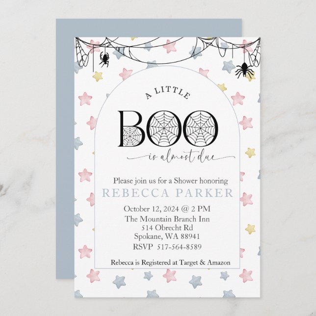 A Little Boo is almost due Boy Baby Shower Invitation (Front/Back)