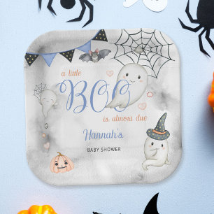 A Little Boo is Almost Due Boy Baby Shower  Paper Plate