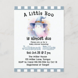 A Little Boo is Almost Due Cute Ghost Baby Shower Postcard