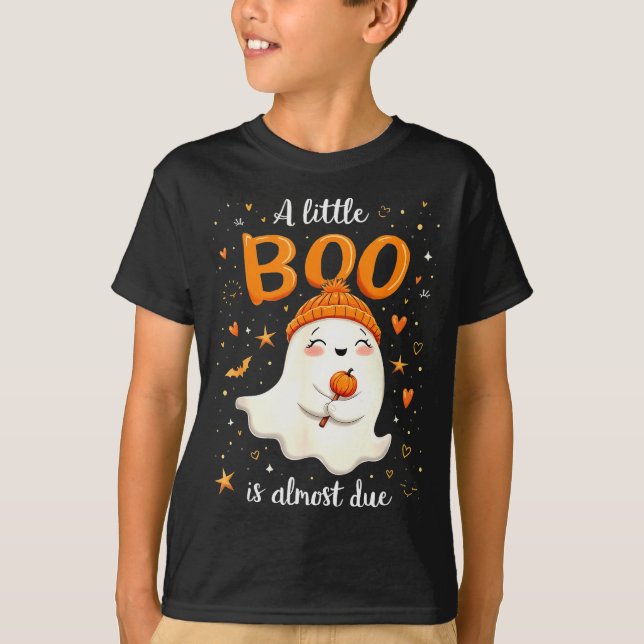 A Little Boo Is Almost Due Expecting Mum Halloween T-Shirt (Front)