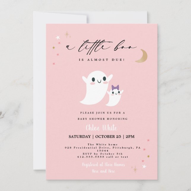 A Little Boo is Almost Due Ghost Baby Shower Invitation (Front)