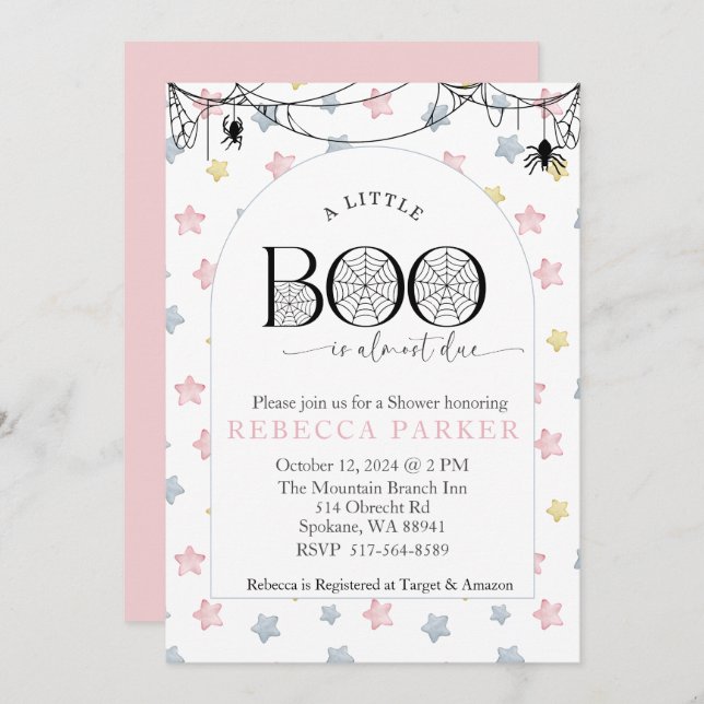 A Little Boo is almost due Girl Baby Shower Invitation (Front/Back)