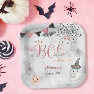 A Little Boo is Almost Due Girl Baby Shower Paper Plate