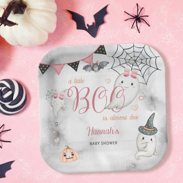 A Little Boo is Almost Due Girl Baby Shower  Paper Plate (Creator Uploaded)