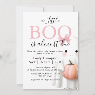A Little Boo Is Almost Due Girl Baby Shower Pink  Invitation