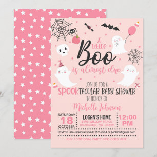 A Little Boo is Almost Due - Girl (Pink) Invitation
