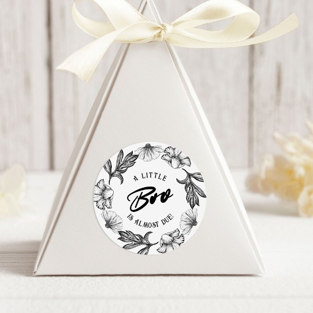 A little boo is almost due Goth Flower Baby Shower Classic Round Sticker (Creator Uploaded)