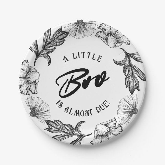 A little boo is almost due Goth Flower Baby Shower Paper Plate (Front)