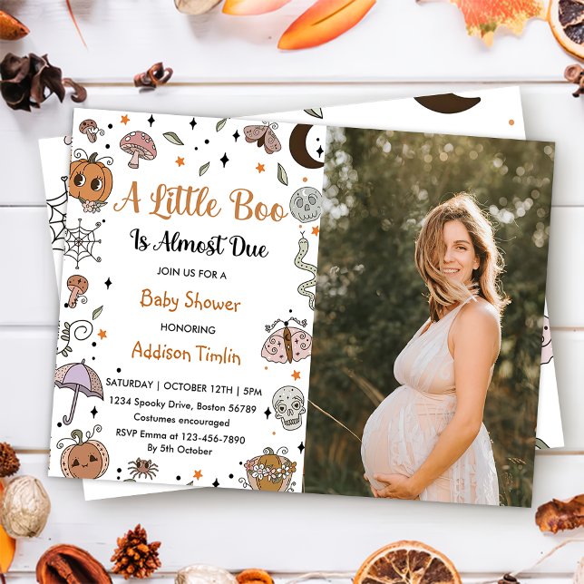 A Little Boo is Almost Due Hallowe Party Photo Invitation (Creator Uploaded)