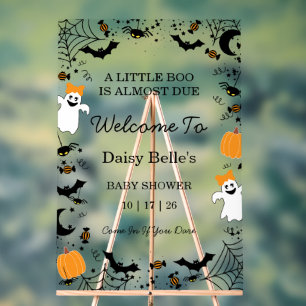A Little Boo Is Almost Due Halloween Baby Shower Acrylic Sign