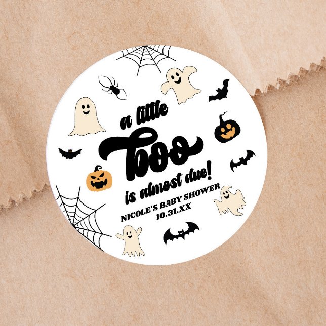 A Little Boo Is Almost Due! Halloween Baby Shower Classic Round Sticker (Creator Uploaded)