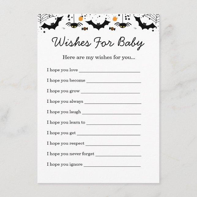 A Little Boo Is Almost Due Halloween Baby Shower Enclosure Card (Front)