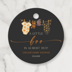 A Little Boo Is Almost Due! Halloween Baby Shower Favour Tags