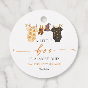 A Little Boo Is Almost Due! Halloween Baby Shower Favour Tags