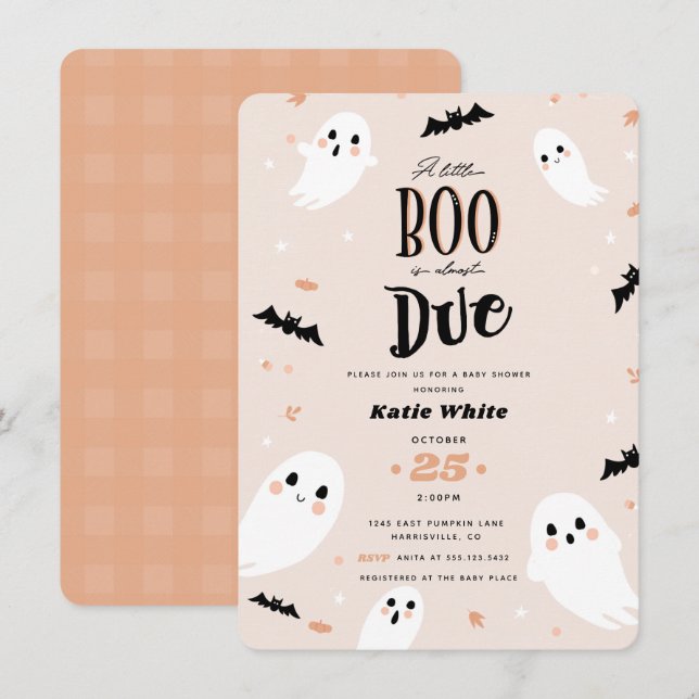 A Little Boo is Almost Due Halloween Baby Shower I Invitation (Front/Back)