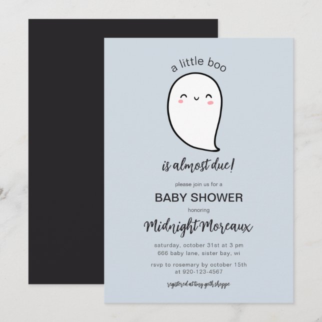 A Little Boo Is Almost Due Halloween Baby Shower I Invitation (Front/Back)