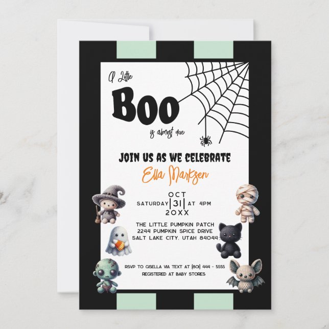 A Little Boo is Almost Due Halloween Baby Shower I Invitation (Front)