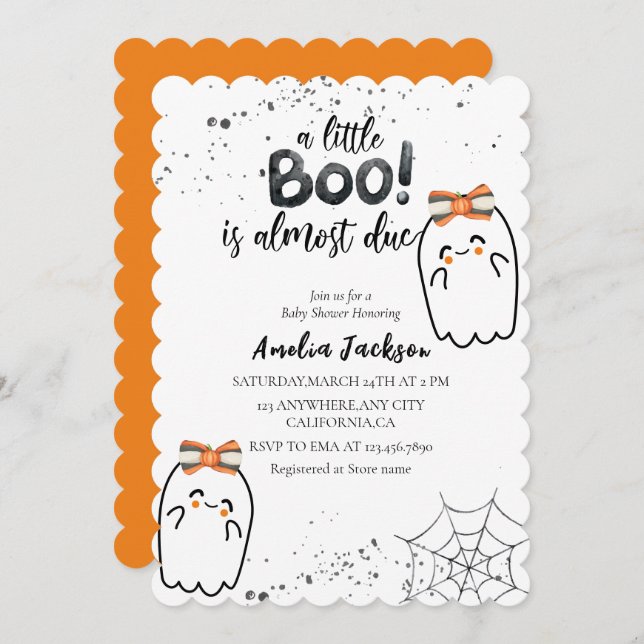 A little boo is almost due Halloween Baby shower  Invitation (Front/Back)