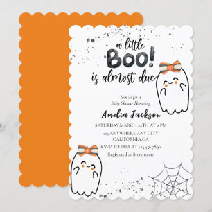 A little boo is almost due Halloween Baby shower  Invitation