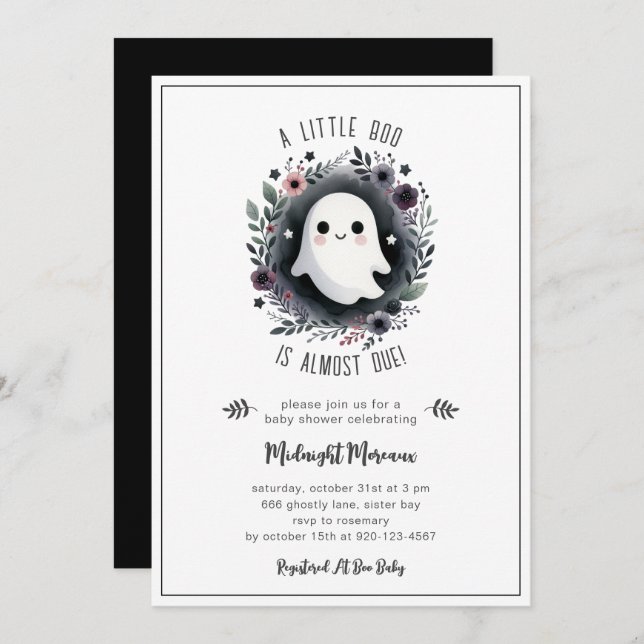 A Little Boo Is Almost Due Halloween Baby Shower Invitation (Front/Back)