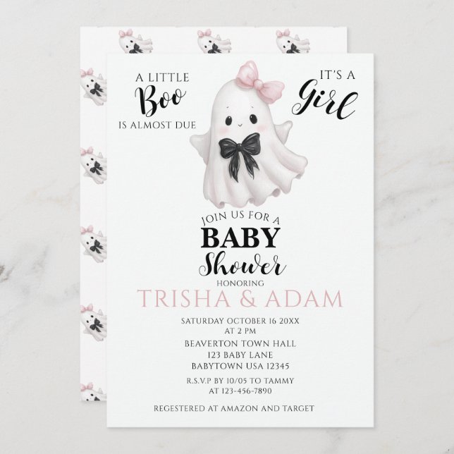 A Little Boo Is Almost Due – Halloween Baby Shower Invitation (Front/Back)