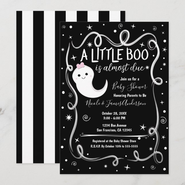 A Little Boo is Almost Due Halloween Baby Shower  Invitation (Front/Back)