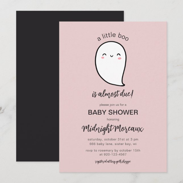 A Little Boo Is Almost Due Halloween Baby Shower Invitation (Front/Back)