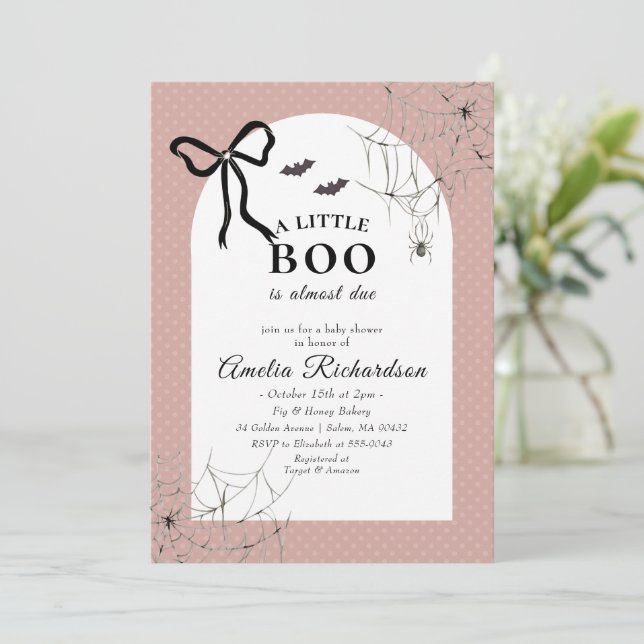 A little boo is almost due Halloween baby shower Invitation (Standing Front)