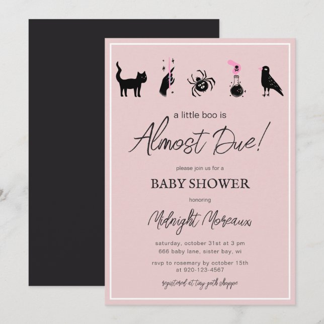 A Little Boo Is Almost Due Halloween Baby Shower  Invitation (Front/Back)